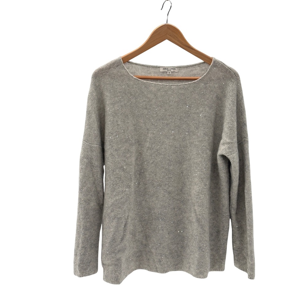 Barbara Lohmann Cashmere Sweater Sequins Gray Women Size Large Quier Luxury